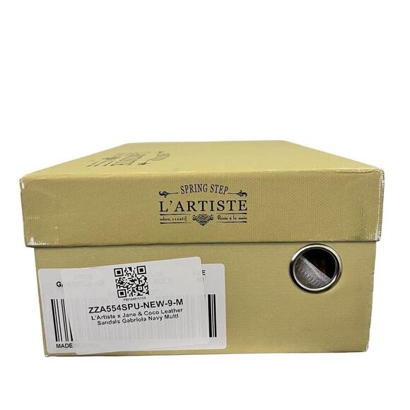 L'Artiste x Jane & Coco Leather Gabriola Platform Sandals Size 9 Navy Multi NIB - Picture 8 of 8
